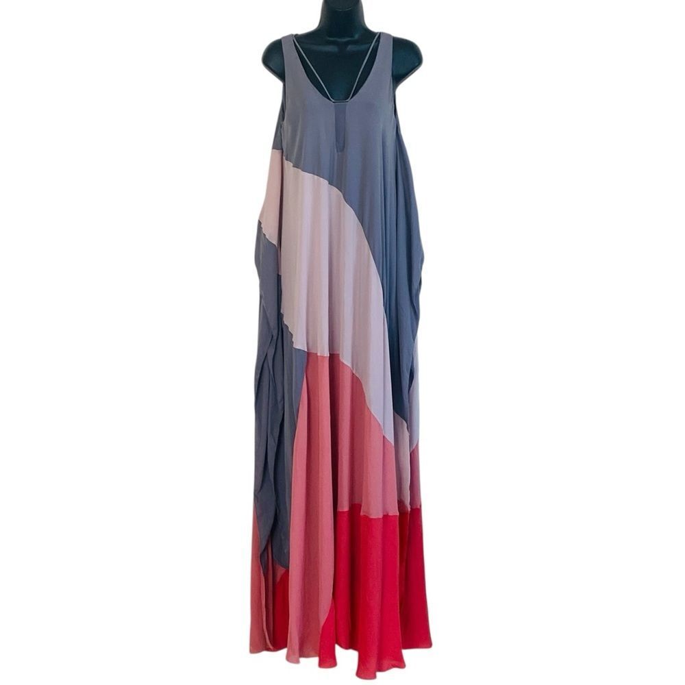 Halston Heritage Resort 2015 Runway Draped Colorblock Maxi Dress Sz XS - Picture 15 of 16